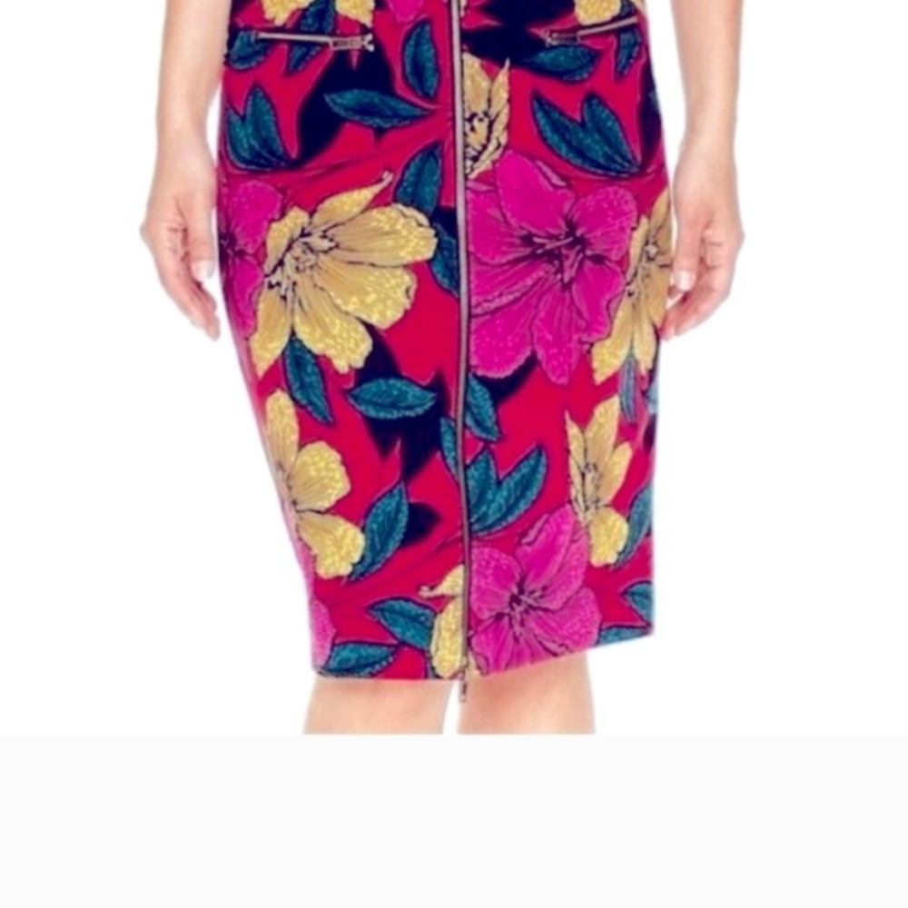 Floral Pencil Skirt - Pink and Yellow